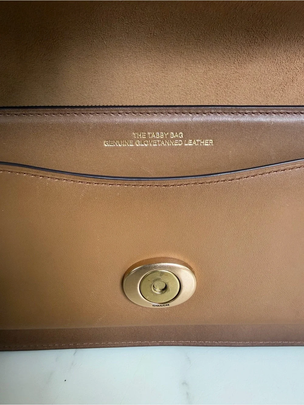 Coach Tabby Shoulder Bag 26 Honey Brown Leather Brass CCC02 & Signature Charm